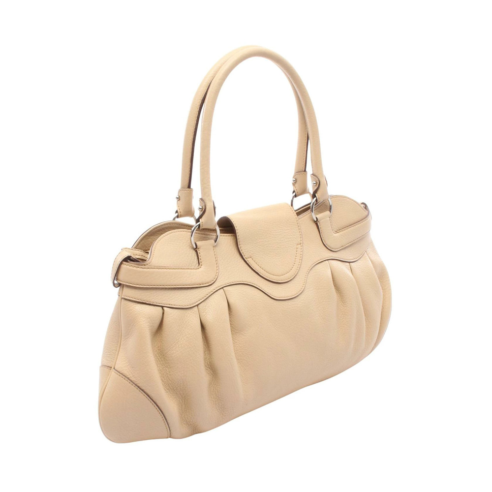 Salvatore Ferragamo Beige Leather Marissa Handbag Gancini Cream Tan Cream